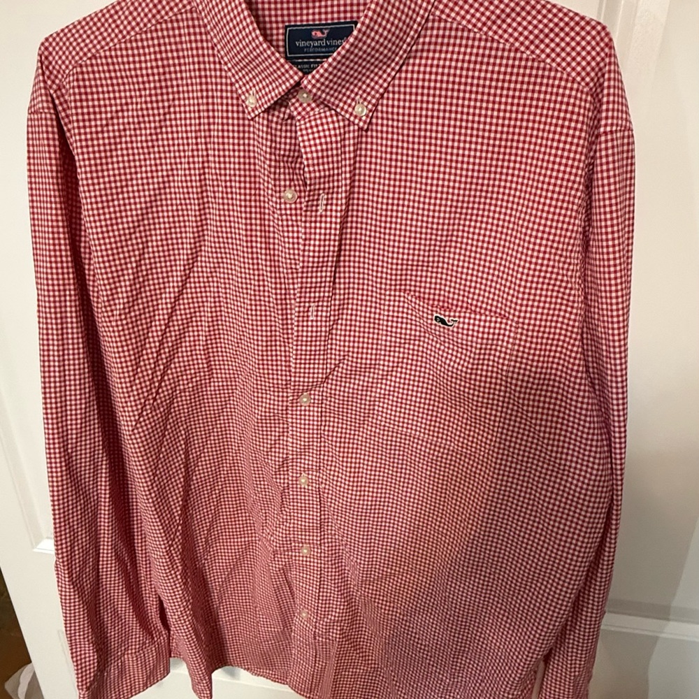 Vineyard Vines Men's Red Checkered Shirt